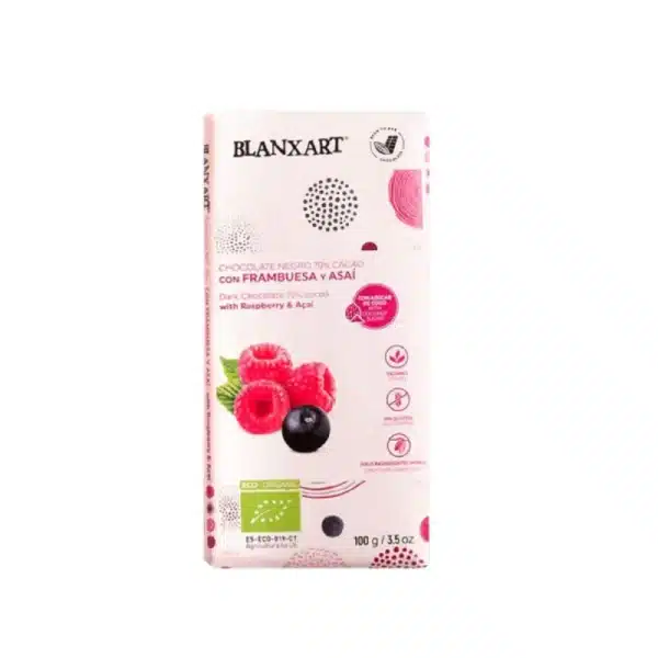 Organic Chocolate 70% Coconut Sugar, Açai and Raspberry 75g